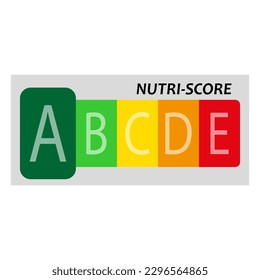 Nutrition A label facts health score. Food info nutriscore label facts packaging sign. Vector illustration.