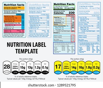 Nutrition label template, eps 10 vector 