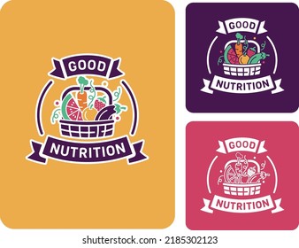 Nutrition logo design. Vegetable food logo