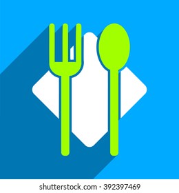 Nutrition long shadow vector icon. Style is a flat nutrition iconic symbol on a blue square background.
