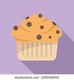 Nutrition muffin icon flat vector. Cupcake food. Bread pastry