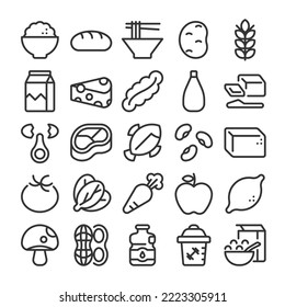 nutrition nutrients food types icon set