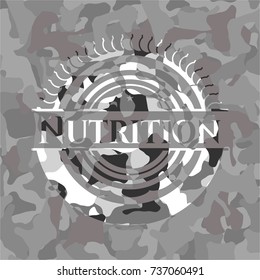 Nutrition on grey camo pattern