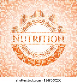 Nutrition orange mosaic emblem with background
