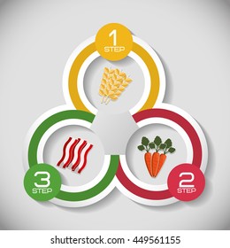 Nutrition and Organic concept represented by Infographic steps icon. Colorfull illustration. 