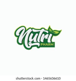 Nutrition pharm typography logo design - vector