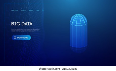 Píldora de nutrición 3d objeto de armazón de alambre. Concepto de producción de píldoras tecnológicas. Fondo azul tecnológico de la cápsula.