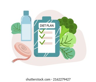 Nutrition plan concept, healthy diet, program, cartoon vector illustration.