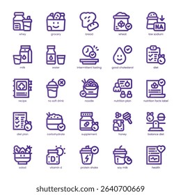 Nutrition Plan Icon pack for your website, mobile, presentation, and logo design. Nutrition Plan Icon line basic color design. Vector graphics illustration and editable stroke.