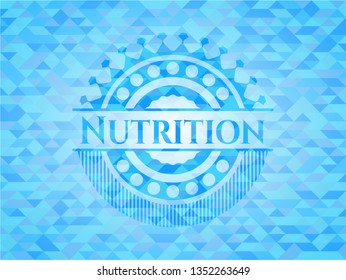 Nutrition realistic light blue emblem. Mosaic background