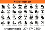 Nutrition solid icon set on transparent background.