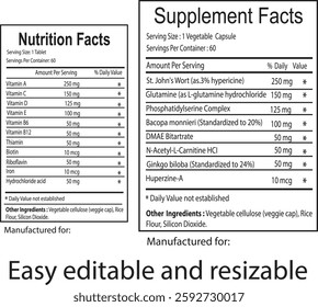 nutrition and supplement fact nutrition facts