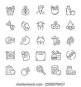 Nutrition thin line icons collection. For website marketing design, logo, app, template, ui, etc. Vector illustration.