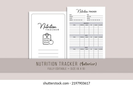 Nutrition Tracker log book Interior Template Design