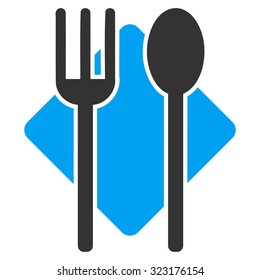 Nutrition vector icon. Style is bicolor flat symbol, blue and gray colors, rounded angles, white background.
