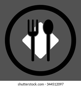 Nutrition vector icon. Style is bicolor flat rounded symbol, black and white colors, rounded angles, gray background.