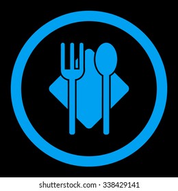 Nutrition vector icon. Style is flat rounded symbol, blue color, rounded angles, black background.