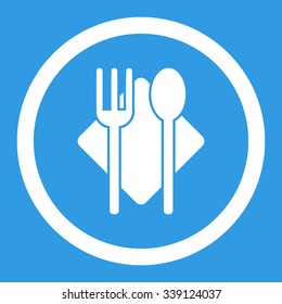 Nutrition vector icon. Style is flat rounded symbol, white color, rounded angles, blue background.