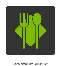 Nutrition vector icon. Style is flat rounded square button, eco green and gray colors, white background.