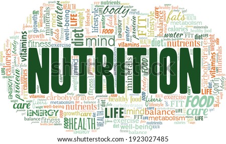 Nutrition vector illustration word cloud isolated on a white background.