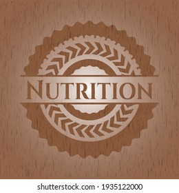 Nutrition wood emblem. Vector Illustration. 