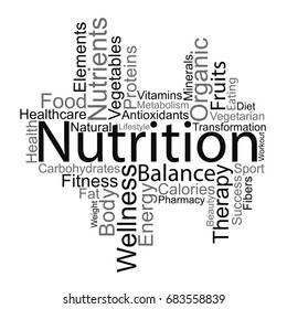 Nutrition word cloud, vector
