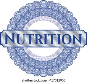 Nutrition written inside a money style rosette