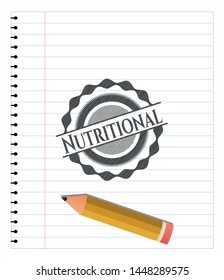 Nutritional emblem drawn in pencil. Vector Illustration. Detailed.
