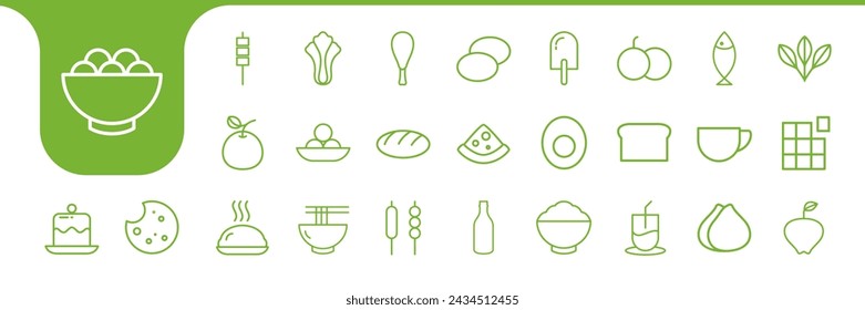 línea de alimentos nutricionales icono de arte colección logo diseño vector