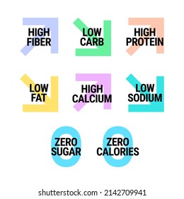 Nutritional information vector icons set for product label or advertising