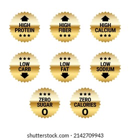 Nutritional information vector icons set for product label or advertising