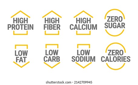 Nutritional information vector icons set for product label or advertising