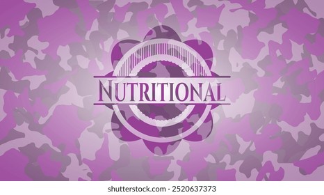 Nutritional pink on camo pattern. Vector Illustration. Detailed. 