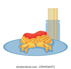 nutritional products in pasta vector isolated