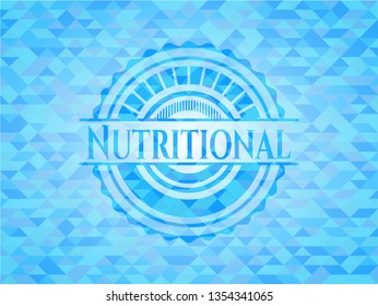 Nutritional realistic light blue emblem. Mosaic background
