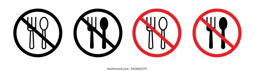 Nutritional Restriction Line Icon. Eating Limitation icon in black and white color.