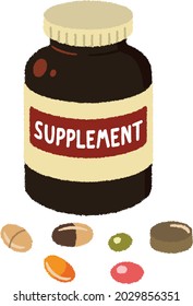 Complemento nutricional y suplementos vitamínicos como cápsula con frutas y verduras y frijoles dentro de una píldora nutritiva como medicina natural tratamiento de la salud