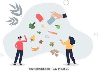 Nutritional supplements and healthy pills with vitamins .Natural pharmaceutical drug with amino acids, microelements and antioxidants.flat vector illustration.