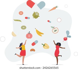 Nutritional supplements and healthy pills with vitamins.drug with amino acids, microelements and antioxidants .flat vector illustration.