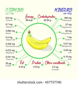 Nutritional value of banana. Vector infographic elements. 
