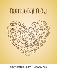 nutritional,food over cream background vector illustration  