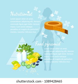 Nutritionist healthy eating diet food dieting concept vector illustration 