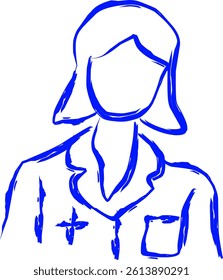 nutritionist icon in doodle style. icon scribbled in blue ink