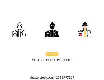 Nutritionist Icon. Food Dietician Specialist Symbol Stock Illustration. Vector Line Icons For UI Web Design And Presentation