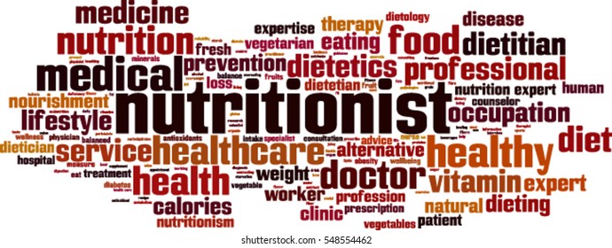 Nutritionist word cloud concept. Vector illustration