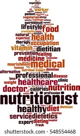Nutritionist word cloud concept. Vector illustration