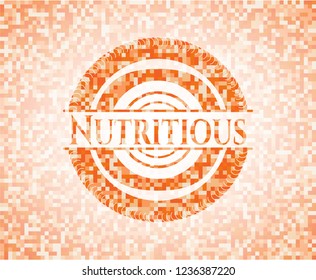 Nutritious abstract orange mosaic emblem with background
