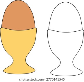 Nutritious breakfast with boiled egg served in egg cup, perfect start to the day Logo icon isolated hand drawn illustration. Vector graphic line art. for cooking, condiment and culinary ingredient