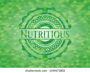 Nutritious green mosaic emblem. Vector Illustration. Detailed.