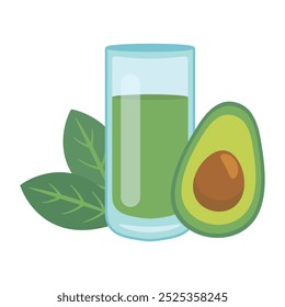 Nutritious and healthy avocado juice, vector illustration